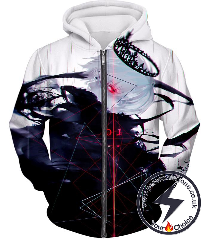 Tokyo Ghoul Awesome One Eyed King Kaneki Cool Anime Action Promo Zip Up Hoodie